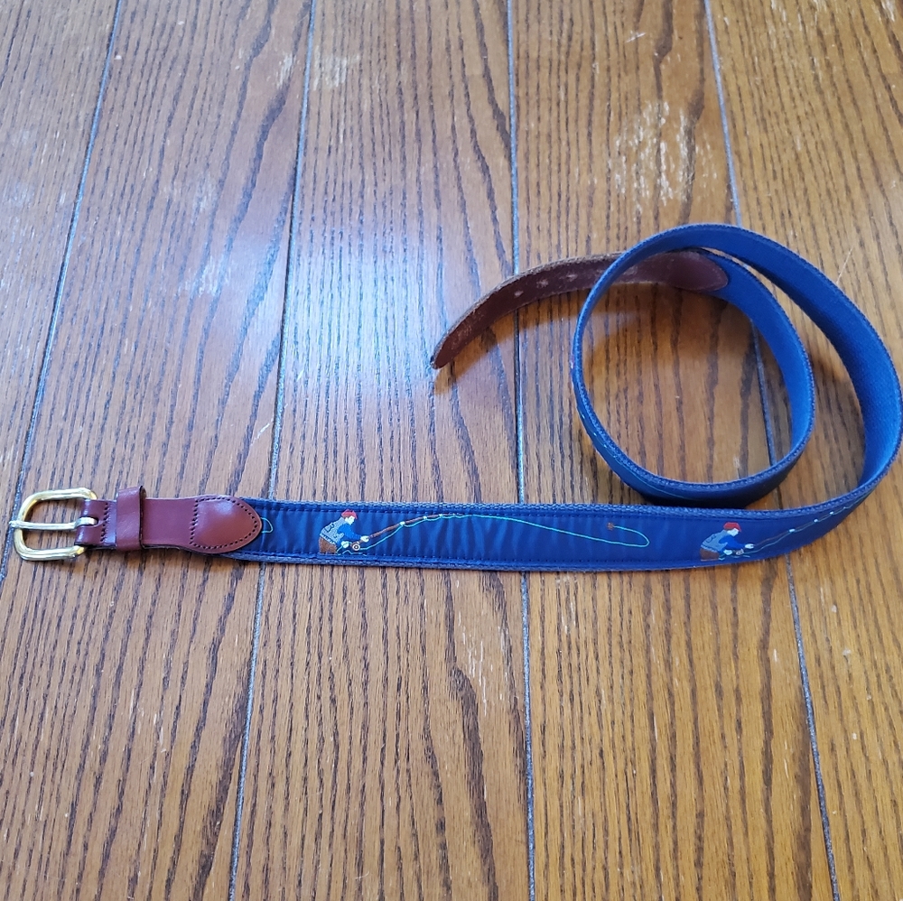 Mens Belt, vintage fishing design